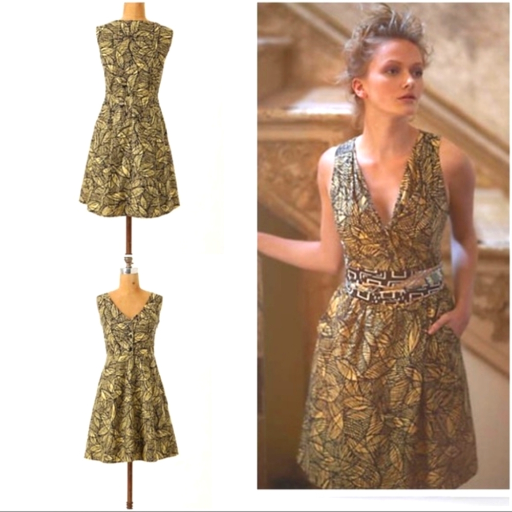 Anthroplogie Weston Wear Emerging Leaves Dress